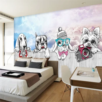 beibehang papel de parede Обои на заказ 3D фреска скандинавский минималистичный мультяшный кролик щенок детская комната ТВ фон обои