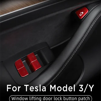 Для Tesla Model 3 Модель Y 2017-2023 Кнопка Включения Стеклоподъемника Автомобиля Декоративная Наклейка Кнопка Двери Наклейка model3 Аксессуары Для интерьера