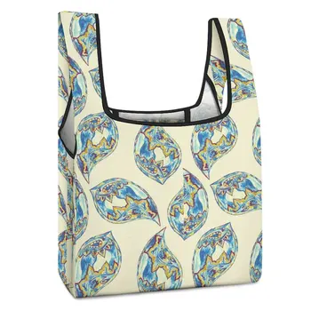 Индивидуальная Печатная Складная Хозяйственная сумка с двойным ремешком, Дизайнерская упаковка, Повседневная Женская Продуктовая сумка с индивидуальным Рисунком