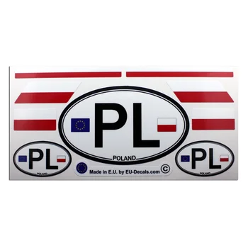 Для набора из 9 флагов Польши и знака страны PL, ламинированных наклеек-наклеек