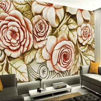 Изготовленная на заказ wellyu большая фреска с рельефом, трехмерная фреска с розами, фоновые обои для стен papel de parede para quarto