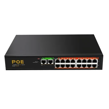 16-портовый 100-метровый + 2-портовый гигабитный POE-коммутатор LAN Switching HUB Адаптер неуправляемый коммутатор US Plug