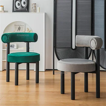 Скандинавские бархатные обеденные стулья для кухонной мебели Home Light Роскошное дизайнерское кресло с креативной спинкой, туалетные столики для спальни