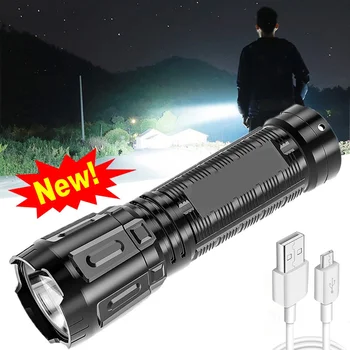ZK30 Сильный яркий мини-светодиодный фонарик со встроенной перезаряжаемой батареей, уличный тактический фонарь для кемпинга на большие расстояния