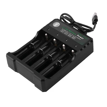 Перезаряжаемое 4-Слотное Зарядное Устройство Li-Ion Usb Smart Fast Charger Для 18350 18500 18650 Аккумуляторов Aaa Li-Ion Battery