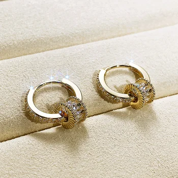 Креативные серьги-кольца Huitan с фианитами для женщин, роскошные Серьги-кольца золотого цвета, Свадебные Аксессуары для новобрачных, Новые ювелирные изделия