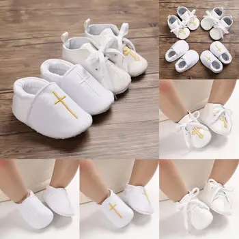 Новая белая обувь для крещения новорожденных, Модная обувь для малышей, Церковный крест для мальчиков и девочек, Повседневная детская обувь на мягкой подошве