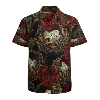 Мужская гавайская рубашка, повседневные пляжные рубашки на пуговицах с цветочным принтом, с карманом, быстросохнущие, дышащие