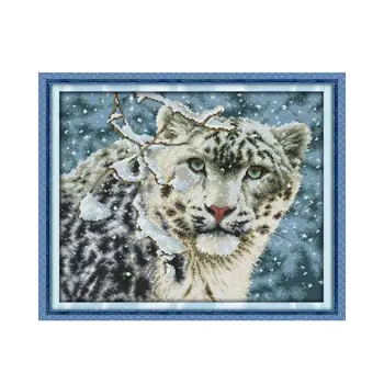 Набор для вышивания крестиком Snow leopard animal 18ct 14ct 11ct count print stitching вышивка DIY рукоделие ручной работы