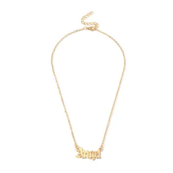 Модное ожерелье с буквами староанглийского шрифта, Подвеска золотого цвета, цепочка на ключицу, Леди Ангел, Милая Повседневная одежда, Банкетное ожерелье, подарок
