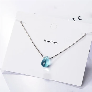 Изысканное Элегантное ожерелье с подвеской в виде капли воды из голубого циркона для женщин, Корея, Нежное Темпераментное ожерелье-цепочка, свадебные украшения