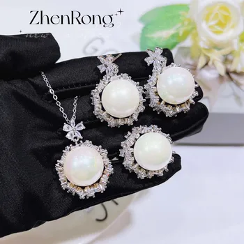 Роскошные Винтажные Комплекты свадебных украшений невесты с жемчугом в стиле барокко Для женщин, Модные кольца серебряного цвета, ожерелья с подвесками, серьги-капли