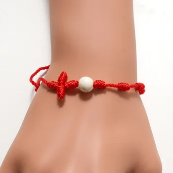 Красный браслет ручной работы с узлом в виде креста для женщин и девочек, простой Винтажный Этнический Бирюзовый Кулон, Геометрический Браслет, Подарки