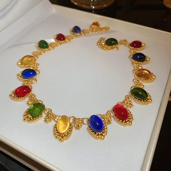 Геометрическое Овальное Акриловое ожерелье для женщин Ретро Дворцовые Вечерние украшения Золотого цвета Гипоаллергенное Роскошное Модное Подарочное Ожерелье Z283