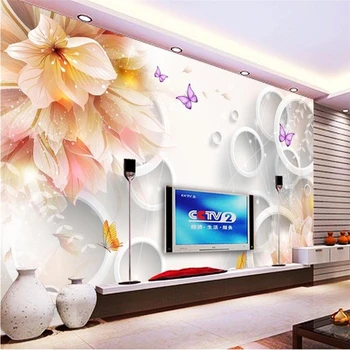 beibehang Гостиная Фантазийный круг цветочные фрески на 3D-обоях Современный фон Badroom Большие обои домашний декор