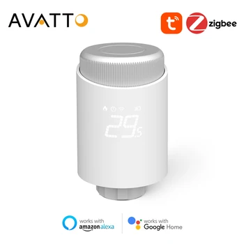 AVATTO Tuya Умный термостат ZigBee, клапан радиатора, программируемый привод радиатора, регулятор температуры, поддержка Alexa Google