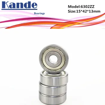 Kande 6302ZZ 2ШТ ABEC-5 6302 2Z Однорядный Радиальный шарикоподшипник 15x42x13 мм Высокого качества 6302 ZZ