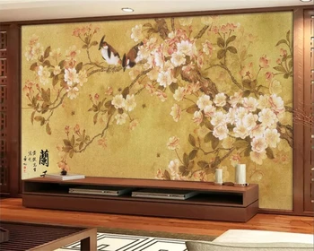 обои beibehang на заказ 3D фреска орхидеи цветы и птицы китайский элегантный фон гостиная спальня декоративные фрески
