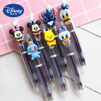 10шт Шариковая ручка Disney 5 цветов 0,5 мм, гелевые ручки с красочными чернилами, силиконовые ручки Kawaii, Школьные канцелярские принадлежности Оптом