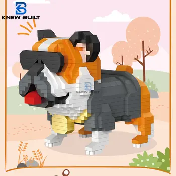 ЗНАЛ, ЧТО ПОСТРОИЛ модель собаки-бульдога, микро-мини Строительные блоки, детские игрушки или для начинающих, милый кирпич в стиле питомца Хьюза Сиба-Ину