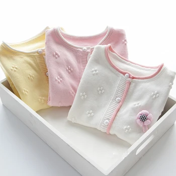 2019 Модная одежда для маленьких девочек с цветами, вязаный кардиган для маленьких девочек, повседневные свитера с круглым вырезом для малышей, принцессы для девочек