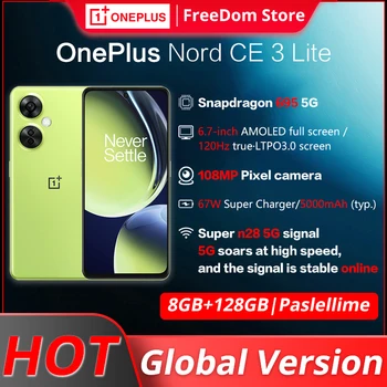 OnePlus Nord CE 3 Lite 5G Глобальная версия Смартфон 8 ГБ 128 ГБ Мобильный телефон 108-мегапиксельная камера Аккумулятор SUPERVOOC 67 Вт 5000 мАч