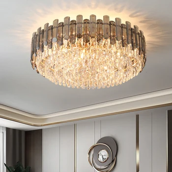 Современный стиль, роскошный хрустальный дизайн, светодиодный потолочный светильник для гостиной, спальни, кухни, Виллы, гостиничного холла, круглая люстра E14