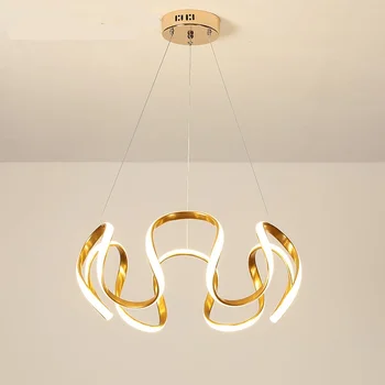 Королевская современная светодиодная люстра неправильной формы Золотисто-кофейного цвета, хромированный подвесной светильник для гостиной, кабинета, спальни, приспособления для домашнего декора