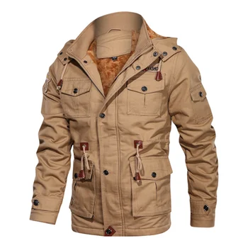 2022 Осенне-зимняя мужская хлопковая выстиранная съемная флисовая куртка средней длины с капюшоном, утолщенная Кожаная куртка, бесплатная доставка