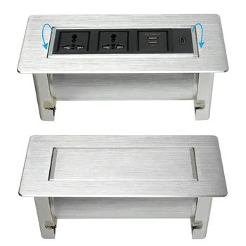 Универсальная розетка питания из алюминиевого сплава с ручным поворотом usb-розетки для передачи данных /офисного стола с откидной втулкой питания с rj45