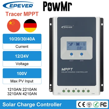 EPever Tracer Солнечный Контроллер MPPT 40A 30A 20A 10A Автоматический Высокоэффективный Солнечный Регулятор 12V 24V Свинцово-Кислотный Литий-ионный Аккумулятор