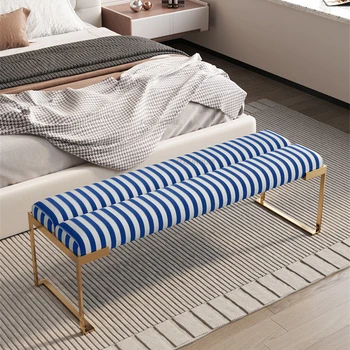 Скандинавская скамейка из нержавеющей стали для домашней мебели, табурет для переодевания обуви в гостиной, Удобные дизайнерские табуреты в конце кровати в спальне