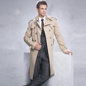Весенне-осенний мужской новый персонализированный модный тренч большого размера с длинным двубортным отворотом, S-6XL