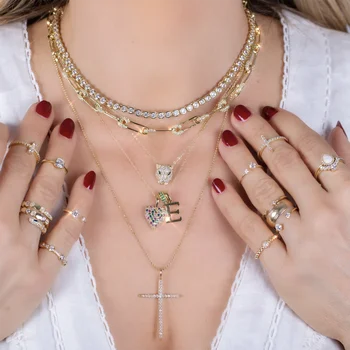 Английская булавка sparling cz, браслет-цепочка, ожерелье, серьги, великолепный модный женский ювелирный набор