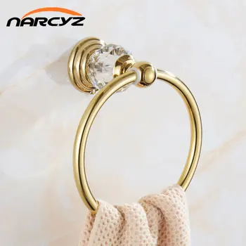 Кольцо для полотенец с золотым кристаллом в европейском стиле, круглая вешалка для полотенец, круг для полотенец, вешалка для полотенец для ванной комнаты GLY30