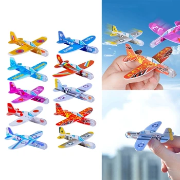 Мини-планеры для детей, массовый набор из 10 легких самолетов с различным дизайном, летающие самолеты разных цветов, подарок для вечеринки