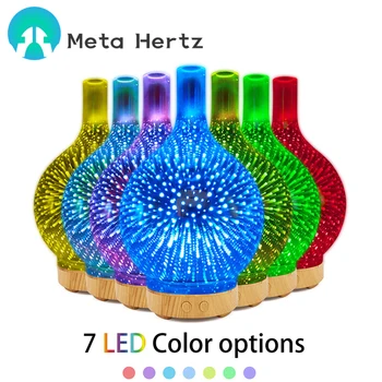 Увлажнитель воздуха Meta Hertz 3D Firework Glass, диффузор эфирного масла с 7-цветной светодиодной подсветкой, Мини-ароматизатор для дома