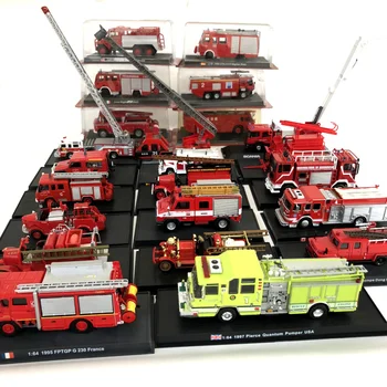 Сплав пожарной машины Масштабная модель пожарной машины Имитационная модель автомобиля Коллекция изящных моделей настольных дисплеев