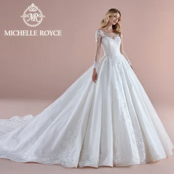 Бальное платье Мишель Ройс, Свадебное платье 2023, Элегантное полупрозрачное свадебное платье с длинным рукавом, Очаровательное Vestidos De Novia