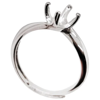 Простое кольцо с 4 зубцами, оправа для кольца с драгоценным камнем 6 мм * 6 мм, оправа для ювелирных изделий из серебра 925 пробы, сделай сам, поставщик