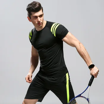 Рубашка и шорты для бадминтона с коротким рукавом Мужская майка для настольного тенниса Одежда для фитнеса Дышащая спортивная одежда для йоги Одежда для бега