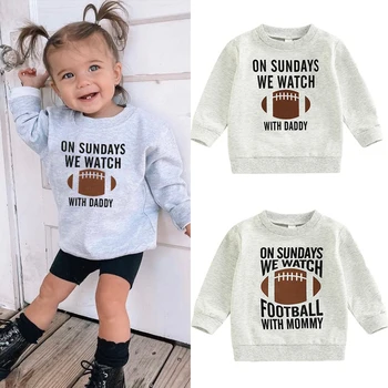 FOCUSNORM/ Толстовка для мальчиков и девочек от 1 до 6 лет, футболки, пуловеры с длинными рукавами и буквенным принтом в стиле регби, топы, верхняя одежда