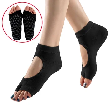 Женские носки для йоги с двумя носками, Нескользящие хлопчатобумажные Спортивные носки для пилатеса, быстросохнущие, для занятий балетом, для танцев, Нескользящие тапочки для штанги
