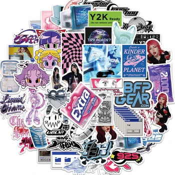 53шт Крутых стикеров Harajuku с кислотной графикой Y2K, эстетических граффити, сделай САМ, скейтборд, телефон, ноутбук, велосипед, мультяшные наклейки