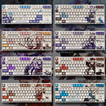 108 Клавиш Genshin Impact Theme Keycaps PBT Аниме Keycap Механическая Клавиатура Для Cherry MX Multi-role Game Keyboard Decor Подарок