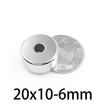 3-30шт 20x10-6 мм перфорированный круглый редкоземельный Магнит NdFeB супер сильный Мощный кольцевой отверстие 6 мм Магниты 20*10-6 мм