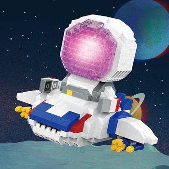 Строительные блоки для мини-микроастронавтов с легким космическим кораблем, выходом в открытый космос, самолетом, алмазными кирпичиками, игрушками-конструкторами для детских подарков