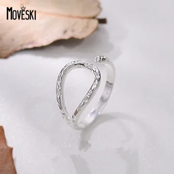 MOVESKI Корейское Индивидуальное кольцо с неправильной текстурой для женщин из стерлингового серебра 925 пробы, Модные универсальные ювелирные изделия в подарок подруге