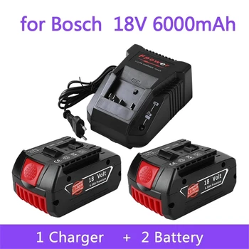 Аккумулятор 18 В 6.0Ач Для Электродрели Bosch 18 В Литий-ионный Аккумулятор BAT609 BAT609G BAT618 BAT618G BAT614 + 1 Зарядное устройство
