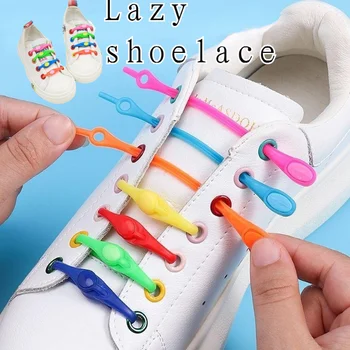12шт Шнурки Для Обуви Без Галстука Силиконовые Аксессуары Для Взрослых И Детей Цветные Шнурки Для Ленивых Людей Эластичные Шнурки Для Обуви Accesorio Zapatillas